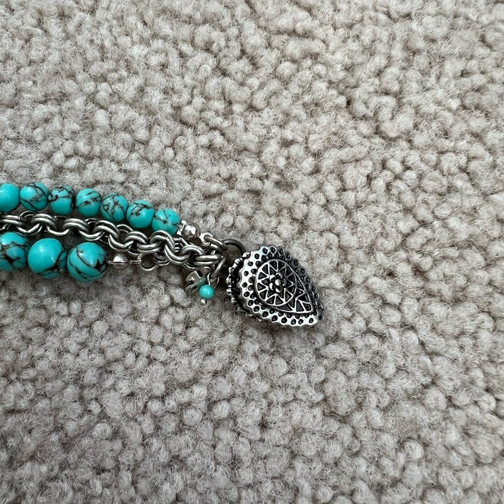 Lucky Brand Faux Turquoise and Silver Bracelet - Picture 5 of 7